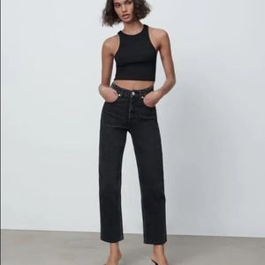 ZARA HI-RISE STRAIGHT LEG JEANS